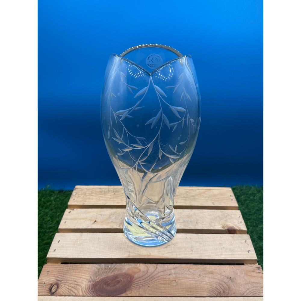 Lenox Opal Innocence 10.75" Full Lead Crystal Vase - Handcut - Made in Poland